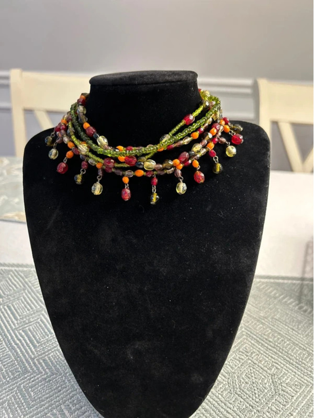 Small multi strand beaded necklace